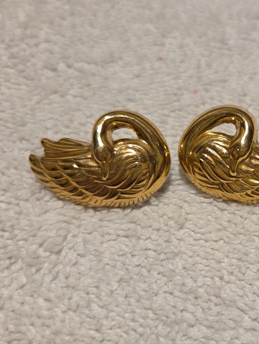 Gold Swan Wing Earrings - Women's 80s Accessories